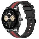 For Huawei Watch Buds 22mm Vertical Two-Color Silicone Watch Band(Black+Red) - 1
