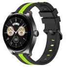 For Huawei Watch Buds 22mm Vertical Two-Color Silicone Watch Band(Black+Lime Green) - 1