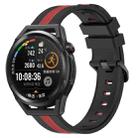 For Huawei Watch GT Runner 22mm Vertical Two-Color Silicone Watch Band(Black+Red) - 1