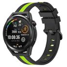 For Huawei Watch GT Runner 22mm Vertical Two-Color Silicone Watch Band(Black+Lime Green) - 1