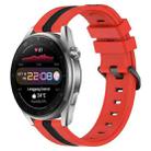 For Huawei Watch 3 Pro New 22mm Vertical Two-Color Silicone Watch Band(Red+Black) - 1