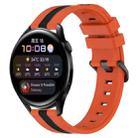 For Huawei Watch 3 22mm Vertical Two-Color Silicone Watch Band(Orange+Black) - 1