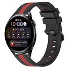 For Huawei Watch 3 22mm Vertical Two-Color Silicone Watch Band(Black+Red) - 1