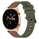 For Honor Watch GS 3 22mm Vertical Two-Color Silicone Watch Band(Army Green+Red) - 1