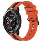 For Honor Watch GS Pro 22mm Vertical Two-Color Silicone Watch Band(Orange+Black) - 1
