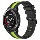 For Honor Watch GS Pro 22mm Vertical Two-Color Silicone Watch Band(Black+Lime Green) - 1