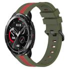 For Honor Watch GS Pro 22mm Vertical Two-Color Silicone Watch Band(Army Green+Red) - 1