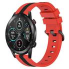 For Honor Magic Watch 2 46mm 22mm Vertical Two-Color Silicone Watch Band(Red+Black) - 1