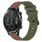 For Honor Magic Watch 2 46mm 22mm Vertical Two-Color Silicone Watch Band(Army Green+Red) - 1