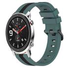 For Amazfit GTR 4 22mm Vertical Two-Color Silicone Watch Band(Green+Black) - 1