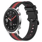 For Amazfit GTR 4 22mm Vertical Two-Color Silicone Watch Band(Black+Red) - 1