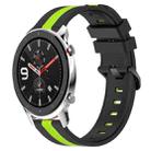 For Amazfit GTR 4 22mm Vertical Two-Color Silicone Watch Band(Black+Lime Green) - 1