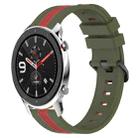 For Amazfit GTR 4 22mm Vertical Two-Color Silicone Watch Band(Army Green+Red) - 1