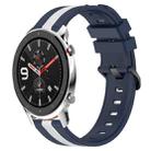 For Amazfit GTR 4 22mm Vertical Two-Color Silicone Watch Band(Blue+White) - 1
