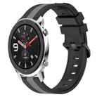 For Amazfit GTR 4 Pro 22mm Vertical Two-Color Silicone Watch Band(Black+Grey) - 1