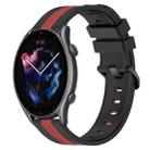 For Amazfit GTR 3 22mm Vertical Two-Color Silicone Watch Band(Black+Red) - 1