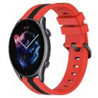 For Amazfit GTR 3 22mm Vertical Two-Color Silicone Watch Band(Red+Black) - 1