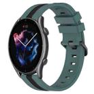 For Amazfit GTR 3 Pro 22mm Vertical Two-Color Silicone Watch Band(Green+Black) - 1