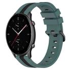 For Amazfit GTR 2e 22mm Vertical Two-Color Silicone Watch Band(Green+Black) - 1