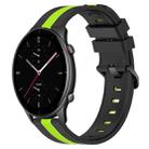 For Amazfit GTR 2e 22mm Vertical Two-Color Silicone Watch Band(Black+Lime Green) - 1