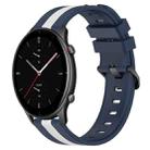 For Amazfit GTR 2e 22mm Vertical Two-Color Silicone Watch Band(Blue+White) - 1