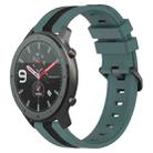 For Amazfit GTR 47mm 22mm Vertical Two-Color Silicone Watch Band(Green+Black) - 1