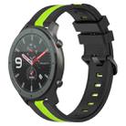 For Amazfit GTR 47mm 22mm Vertical Two-Color Silicone Watch Band(Black+Lime Green) - 1