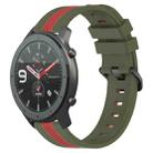 For Amazfit GTR 47mm 22mm Vertical Two-Color Silicone Watch Band(Army Green+Red) - 1