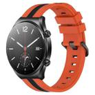 For Xiaomi MI Watch S1 22mm Vertical Two-Color Silicone Watch Band(Orange+Black) - 1
