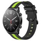 For Xiaomi MI Watch S1 22mm Vertical Two-Color Silicone Watch Band(Black+Lime Green) - 1