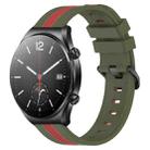 For Xiaomi MI Watch S1 22mm Vertical Two-Color Silicone Watch Band(Army Green+Red) - 1