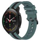 For Xiaomi MI Watch S1 Pro 22mm Vertical Two-Color Silicone Watch Band(Green+Black) - 1