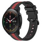 For Xiaomi MI Watch S1 Pro 22mm Vertical Two-Color Silicone Watch Band(Black+Red) - 1