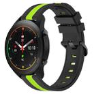 For Xiaomi MI Watch S1 Pro 22mm Vertical Two-Color Silicone Watch Band(Black+Lime Green) - 1