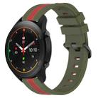 For Xiaomi MI Watch S1 Pro 22mm Vertical Two-Color Silicone Watch Band(Army Green+Red) - 1