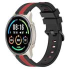 For Xiaomi MI Watch Sport 22mm Vertical Two-Color Silicone Watch Band(Black+Red) - 1