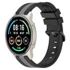 For Xiaomi MI Watch Sport 22mm Vertical Two-Color Silicone Watch Band(Black+Grey) - 1