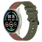 For Xiaomi MI Watch Sport 22mm Vertical Two-Color Silicone Watch Band(Army Green+Red) - 1