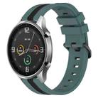 For Xiaomi MI Watch Color 22mm Vertical Two-Color Silicone Watch Band(Green+Black) - 1