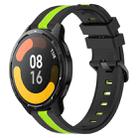 For Xiaomi MI Watch S1 Active 22mm Vertical Two-Color Silicone Watch Band(Black+Lime Green) - 1