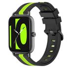 For Xiaomi Haylou RS4 LS12 22mm Vertical Two-Color Silicone Watch Band(Black+Lime Green) - 1