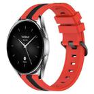 For Xiaomi MI Watch S2 42mm 22mm Vertical Two-Color Silicone Watch Band(Red+Black) - 1