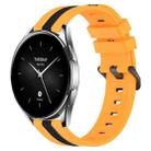 For Xiaomi MI Watch S2 42mm 22mm Vertical Two-Color Silicone Watch Band(Yellow+Black) - 1