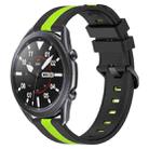 For Samsung Galaxy Watch3 45mm 22mm Vertical Two-Color Silicone Watch Band(Black+Lime Green) - 1