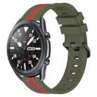 For Samsung Galaxy Watch3 45mm 22mm Vertical Two-Color Silicone Watch Band(Army Green+Red) - 1