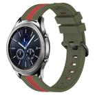 For Samsung Gear S3 Classic 22mm Vertical Two-Color Silicone Watch Band(Army Green+Red) - 1