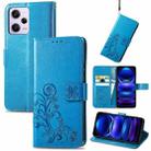 For Xiaomi Redmi Note 12 Pro+ China Four-leaf Clasp Embossed Buckle Leather Phone Case(Blue) - 1