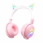 KE28 RGB Cute Cat Ears Bluetooth Wireless Music Headset with Detachable Mic(Pink) - 1