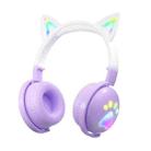 KE28 RGB Cute Cat Ears Bluetooth Wireless Music Headset with Detachable Mic(Pinple) - 1