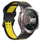 For Amazfit Falcon 22mm  Two-Color Breathable Sports Silicone Watch Band(Black+Yellow) - 1